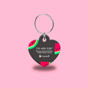 Watermelon Heart ID Tag for hunder og katter